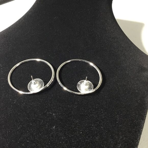 Silver Tone Stud And Hoop Statement Earrings (G1) - Picture 3 of 5